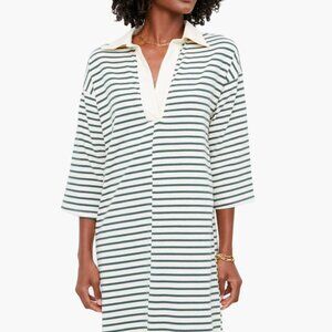 Tuckernuck Green Stripe Ashton Knit Polo Dress, Large, Cotton